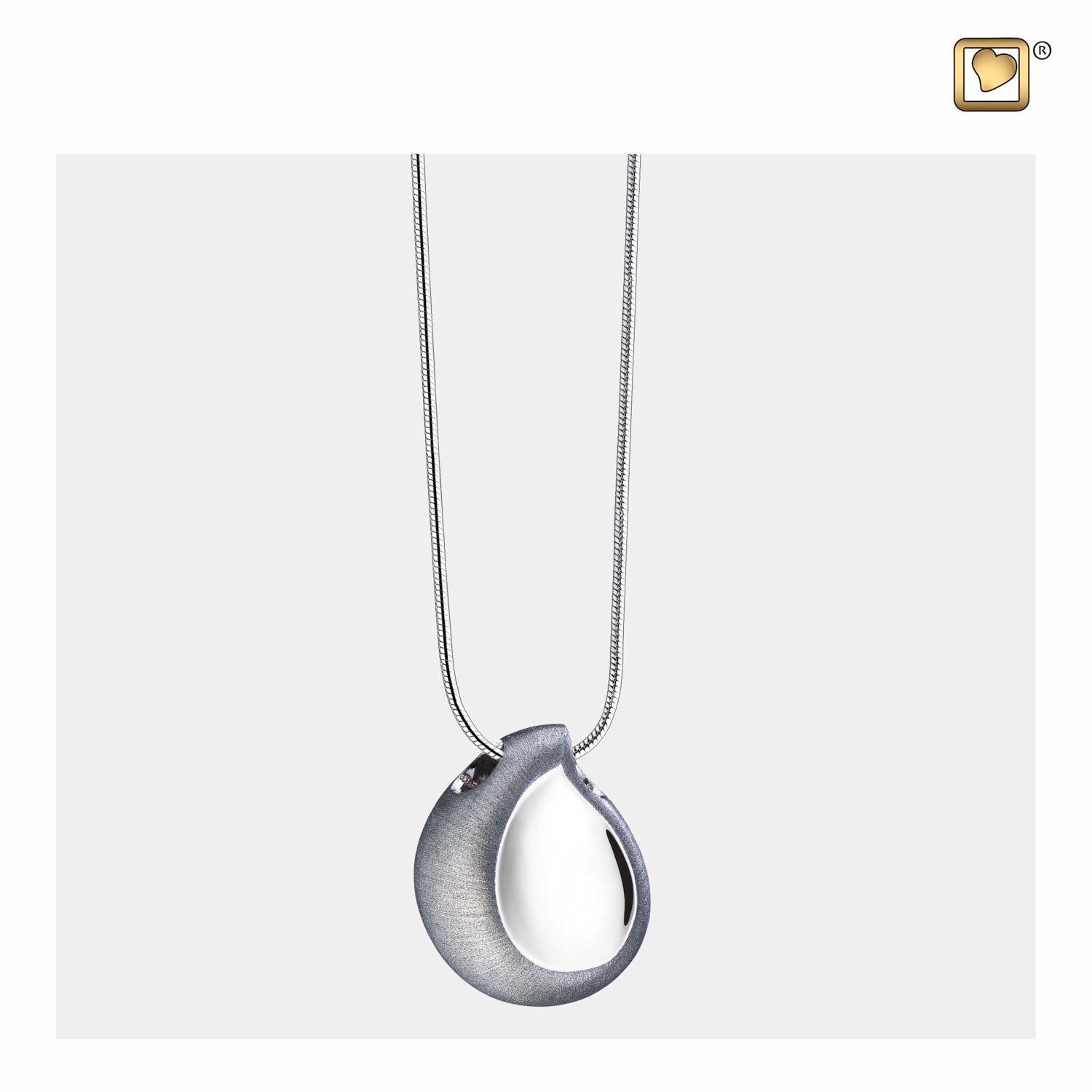 TearDrop™ Rhodium Plated Two Tone Sterling Silver Cremation Pendant