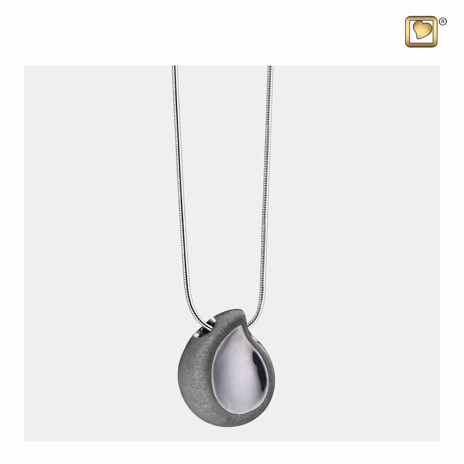 TearDropª Ruthenium Plated Two Tone Sterling Silver Cremation Pendant