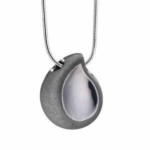 TearDrop™ Ruthenium Plated Two Tone Sterling Silver Cremation Pendant