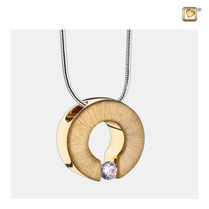 Omega™ with Clear Crystal Gold Vermeil Two Tone Sterling Silver Cremation Pendant