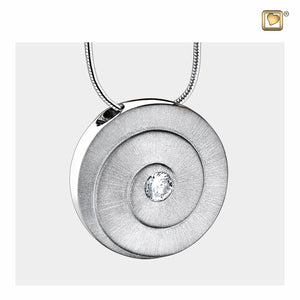 Eternity™ with Clear Crystal Two Tone Rhodium Plated Sterling Silver Cremation Pendant