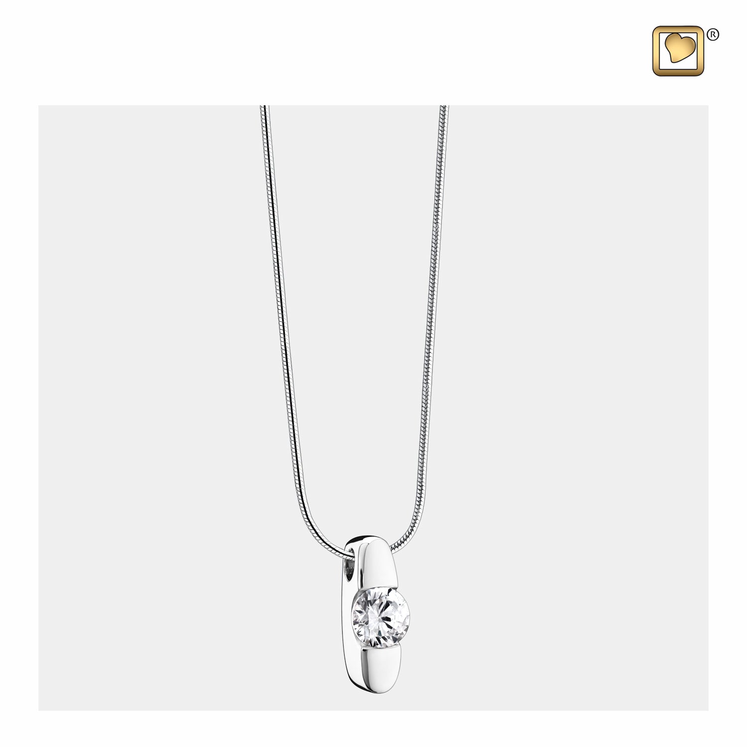 Hope™ with Clear Crystal Rhodium Plated Sterling Silver Cremation Pendant