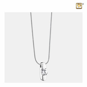 Hope™ with Clear Crystal Rhodium Plated Sterling Silver Cremation Pendant