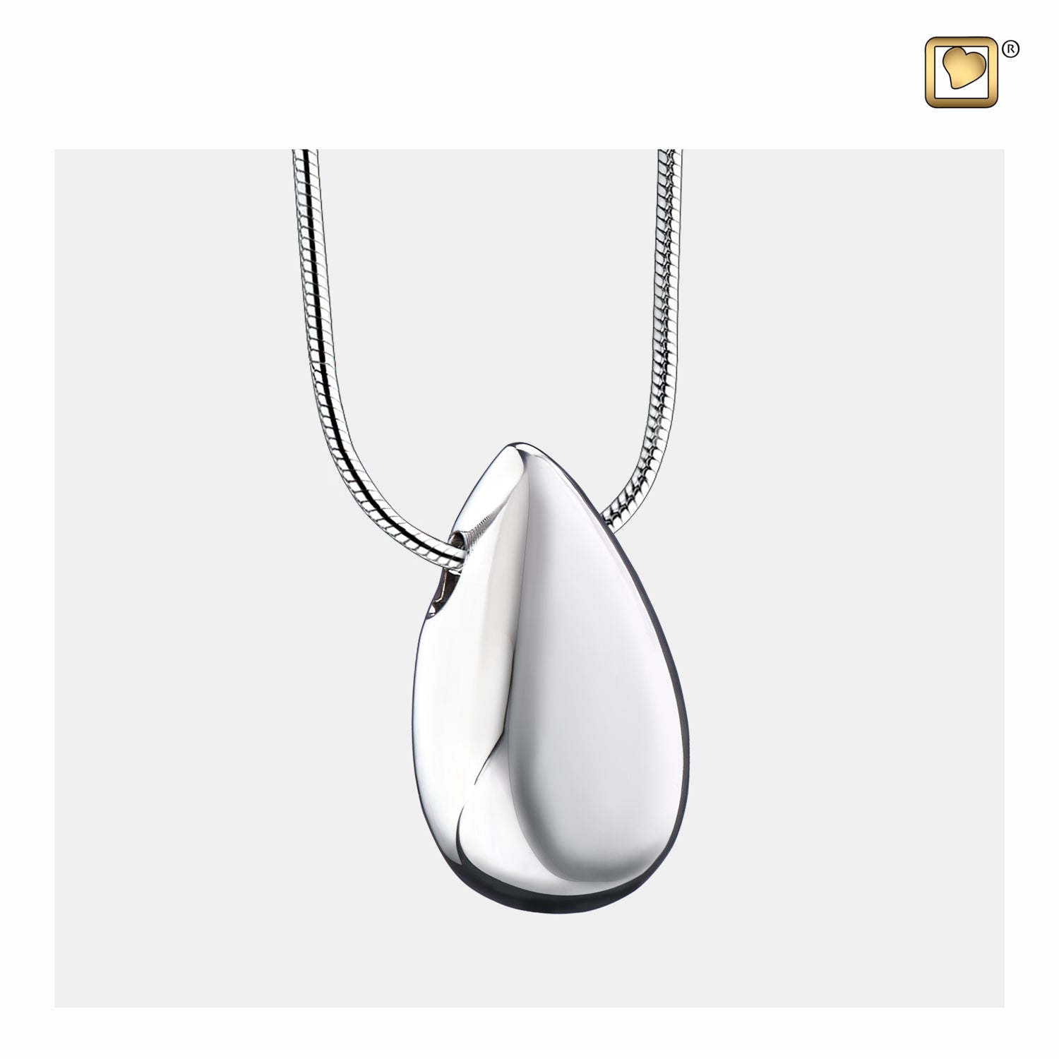 Drop Rhodium Plated Sterling Silver Cremation Pendant