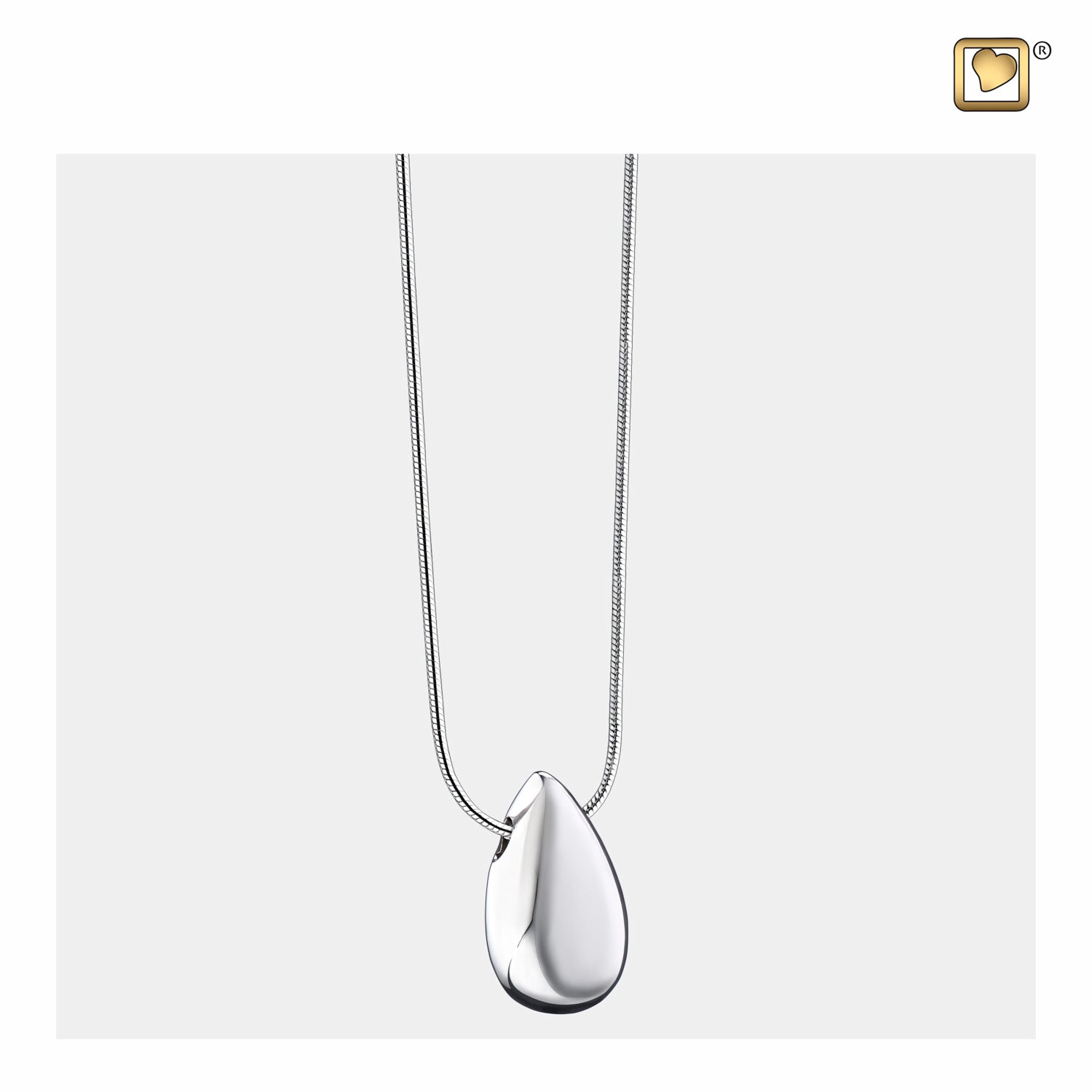 Drop Rhodium Plated Sterling Silver Cremation Pendant
