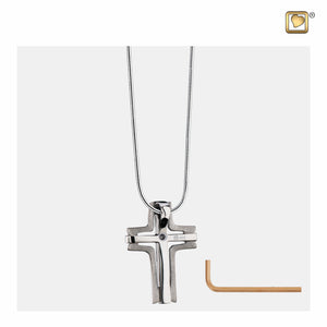 Cross Elegant™ Two Tone Sterling Silver Cremation Pendant