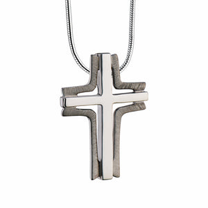 Cross Elegant™ Two Tone Sterling Silver Cremation Pendant