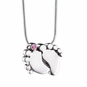 Baby Feetª Pink Crystal Sterling Silver Cremation Pendant