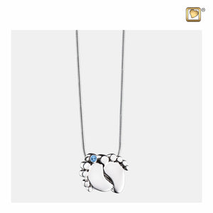 Baby Feet™ Blue Crystal Sterling Silver Cremation Pendant