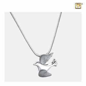 Flying Dove™ Two Tone Rhodium Plated Sterling Silver Cremation Pendant