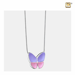 Wings of Hope™ Lavender Butterfly Shaped Sterling Silver Cremation Jewelry Pendant Necklace