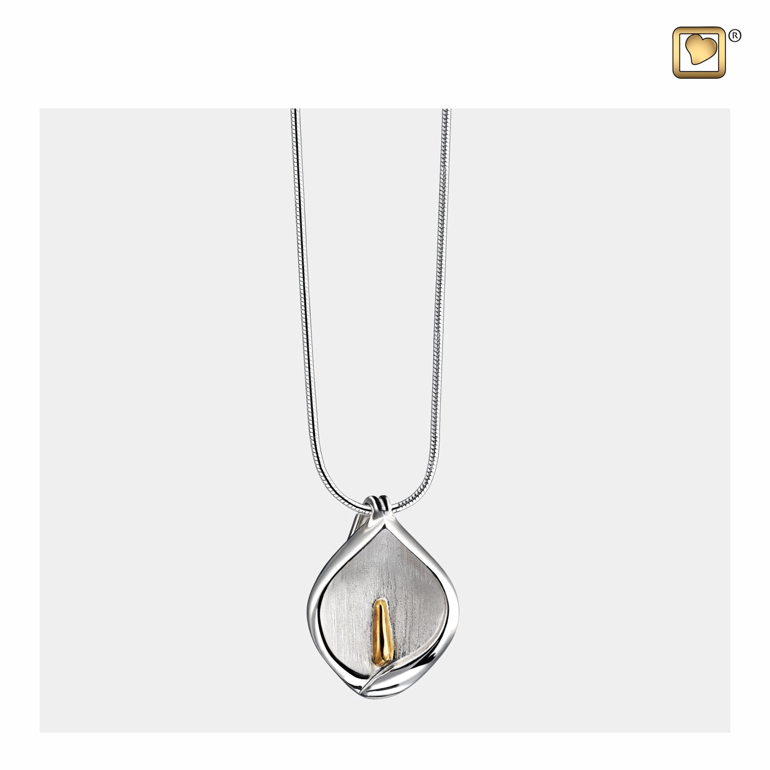 Calla Lily™ Gold Vermeil Two Tone Sterling Silver Cremation Pendant