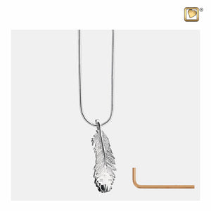 Feather™ Shaped Sterling Silver Cremation Pendant Necklace Back Side