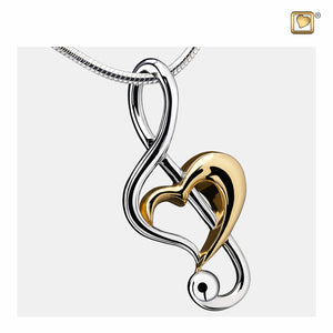 Treble Clef Heart™ Gold Vermeil Two Tone Sterling Silver Cremation Pendant