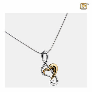Treble Clef Heart™ Gold Vermeil Two Tone Sterling Silver Cremation Pendant Necklace