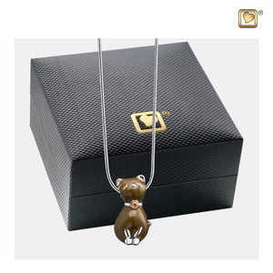 Princess Cat™ Shaped Bronze Colored with Topaz Swarovski Crystal Sterling Silver Cremation Pendant Necklace with Black Urn Jewelry Box