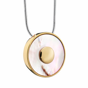 Mother of Pearl™ Circle Shaped Sterling Silver Gold Plated Cremation Pendant