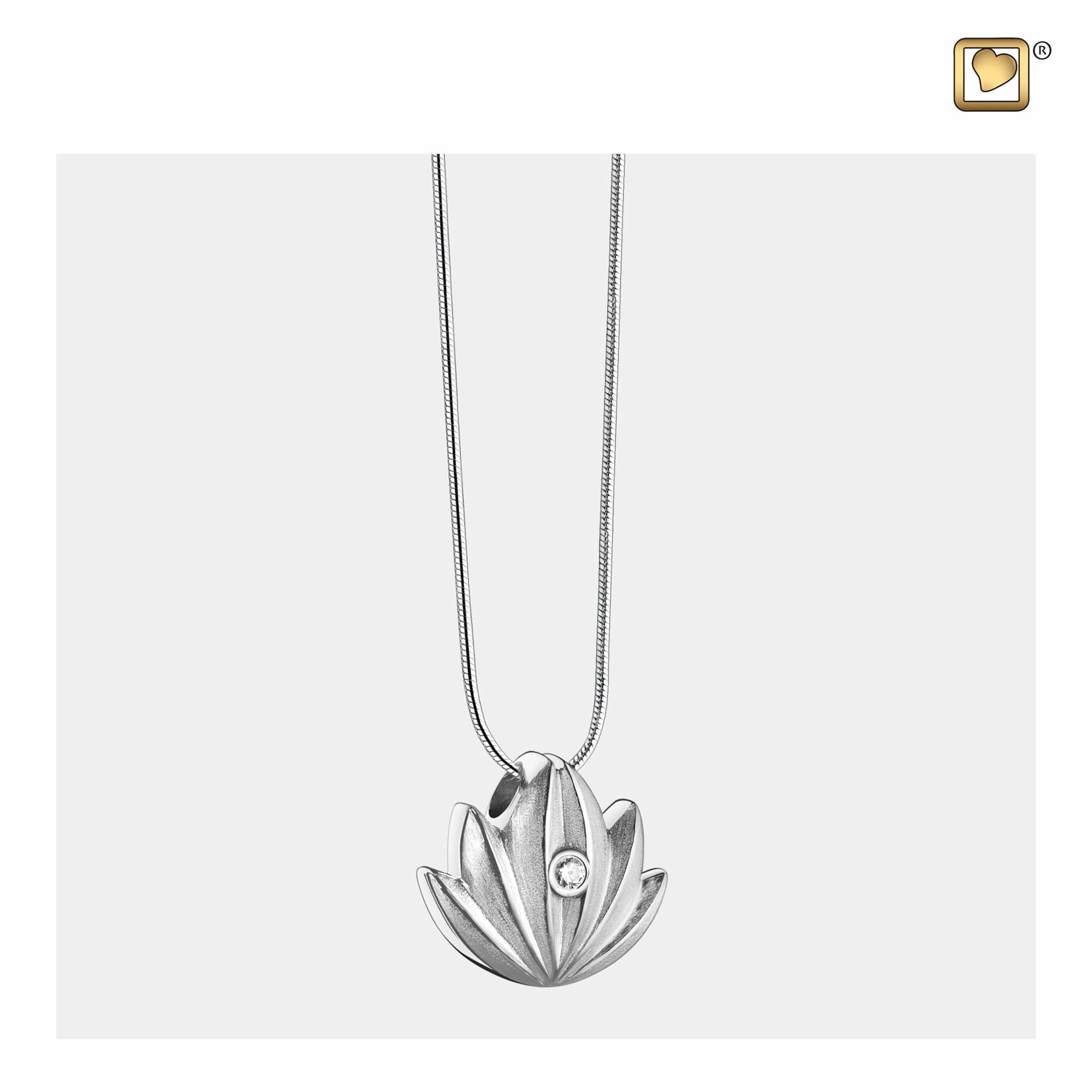 Lotus™ with Clear Crystal Sterling Silver Cremation Pendant