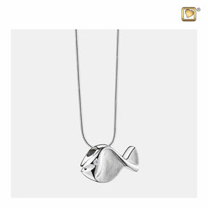 Fishª Two Tone with Clear Crystal Sterling Silver Cremation Pendant