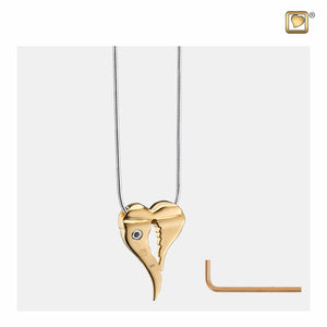 Angel Wings™ Gold Vermeil Two Tone Sterling Silver Cremation Pendant