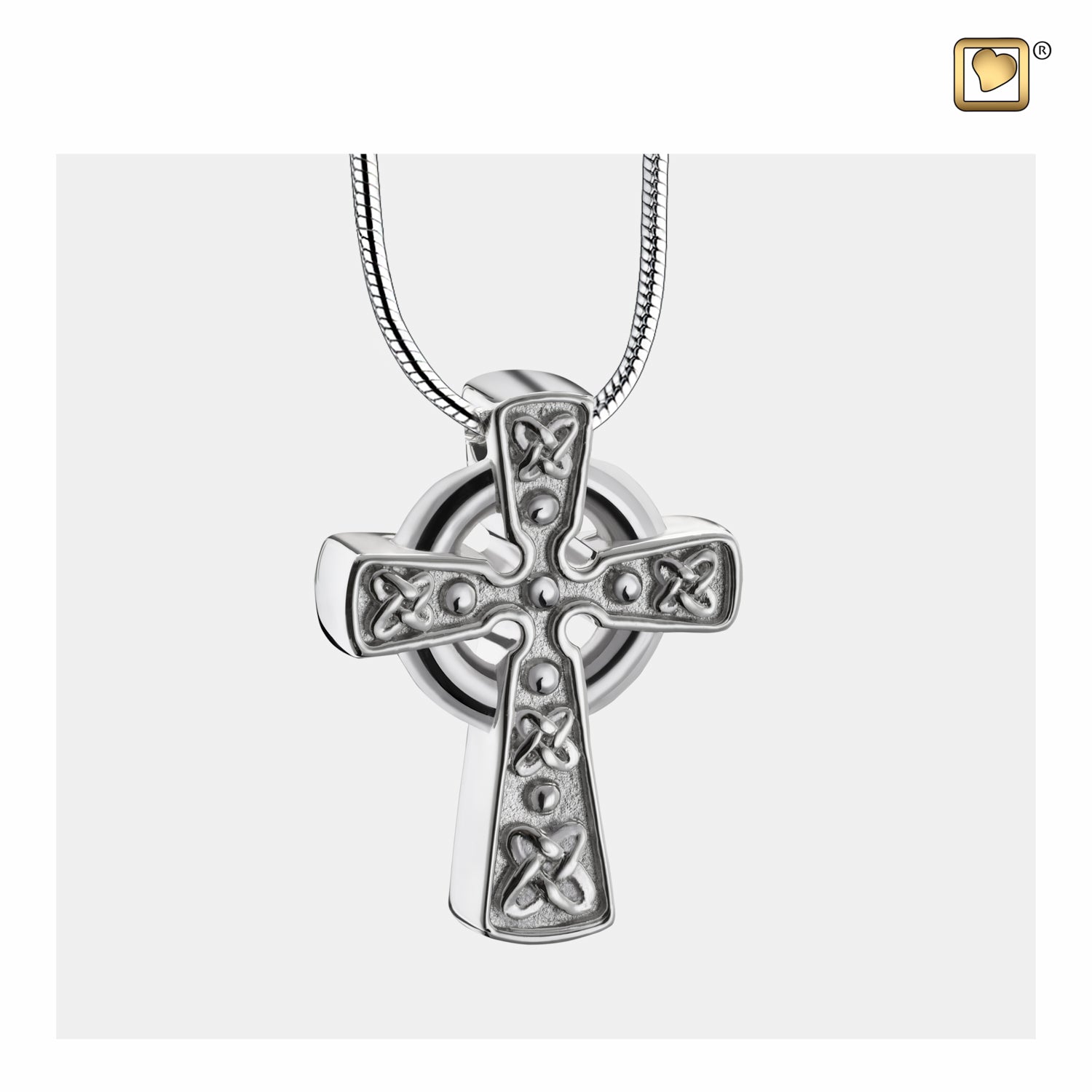 Celtic Cross with Knots™ Two Tone Sterling Silver Cremation Pendant