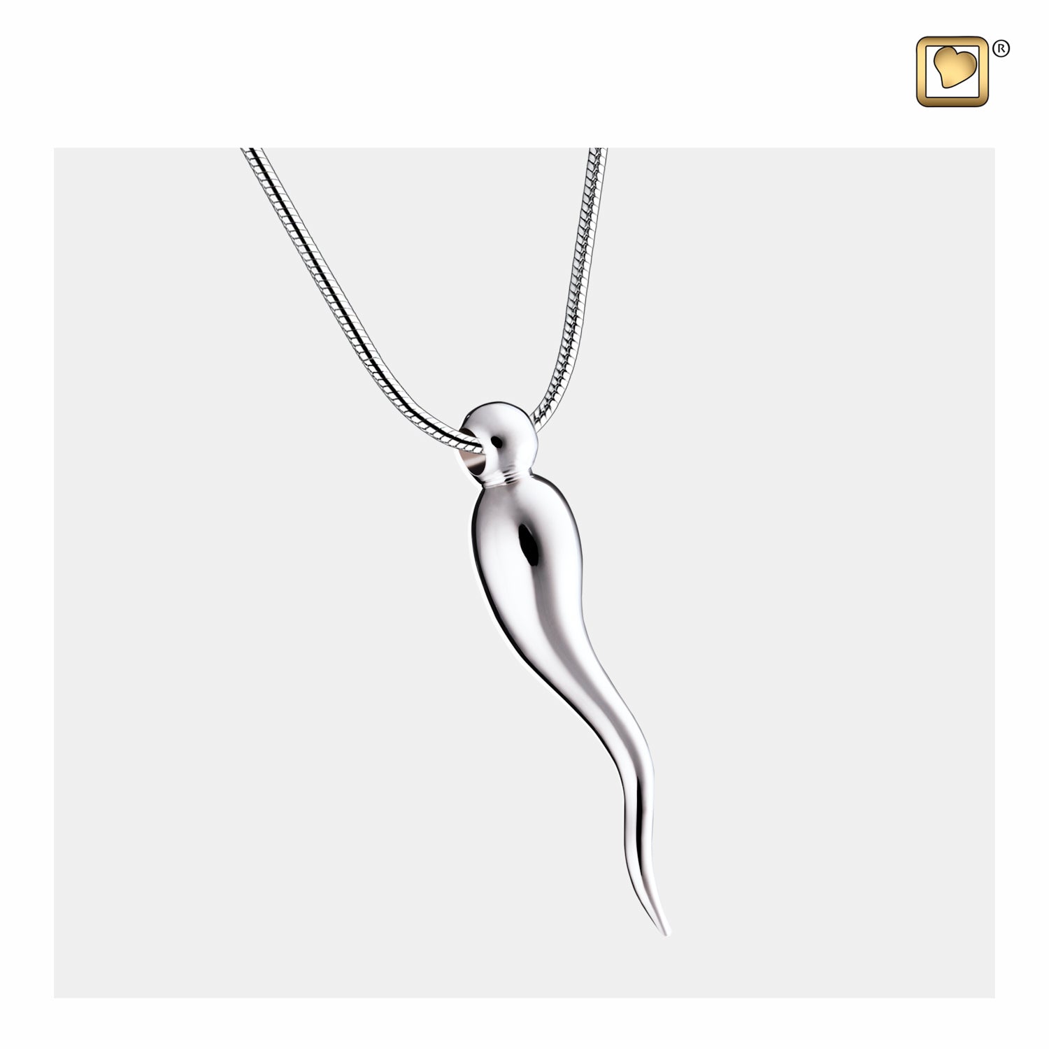 Sterling Silver Italian Horn Pendant Cremation Jewelry