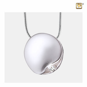 Circle™ with Crystal Rhodium Plated Sterling Silver Cremation Pendant