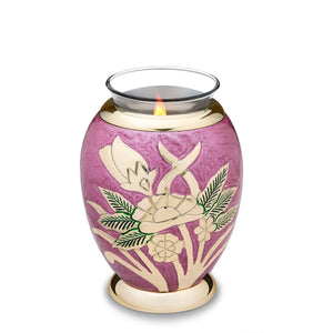 Tealight Lilac Rose Cremation Urn