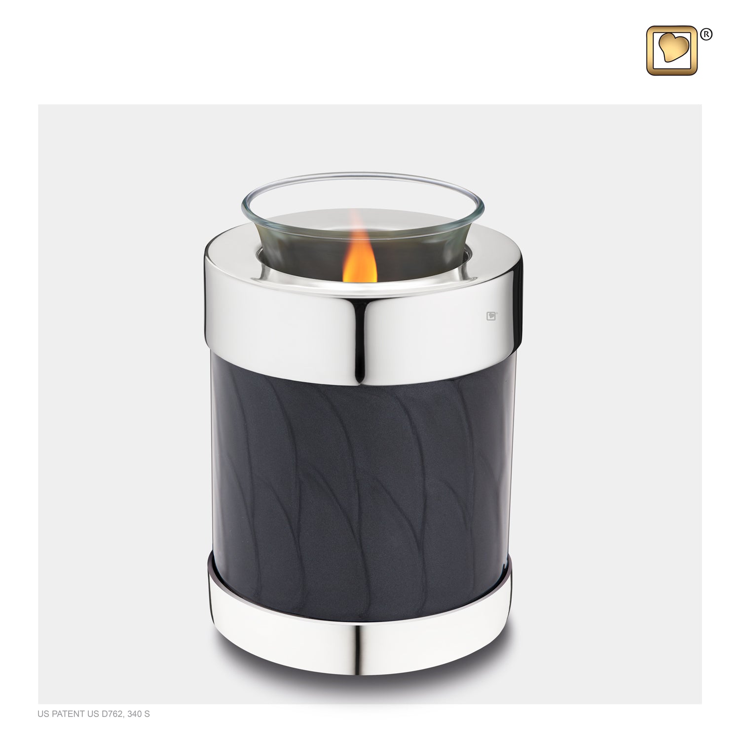 Tealight Portrait Midnight Pearl Silver Cremation Urn