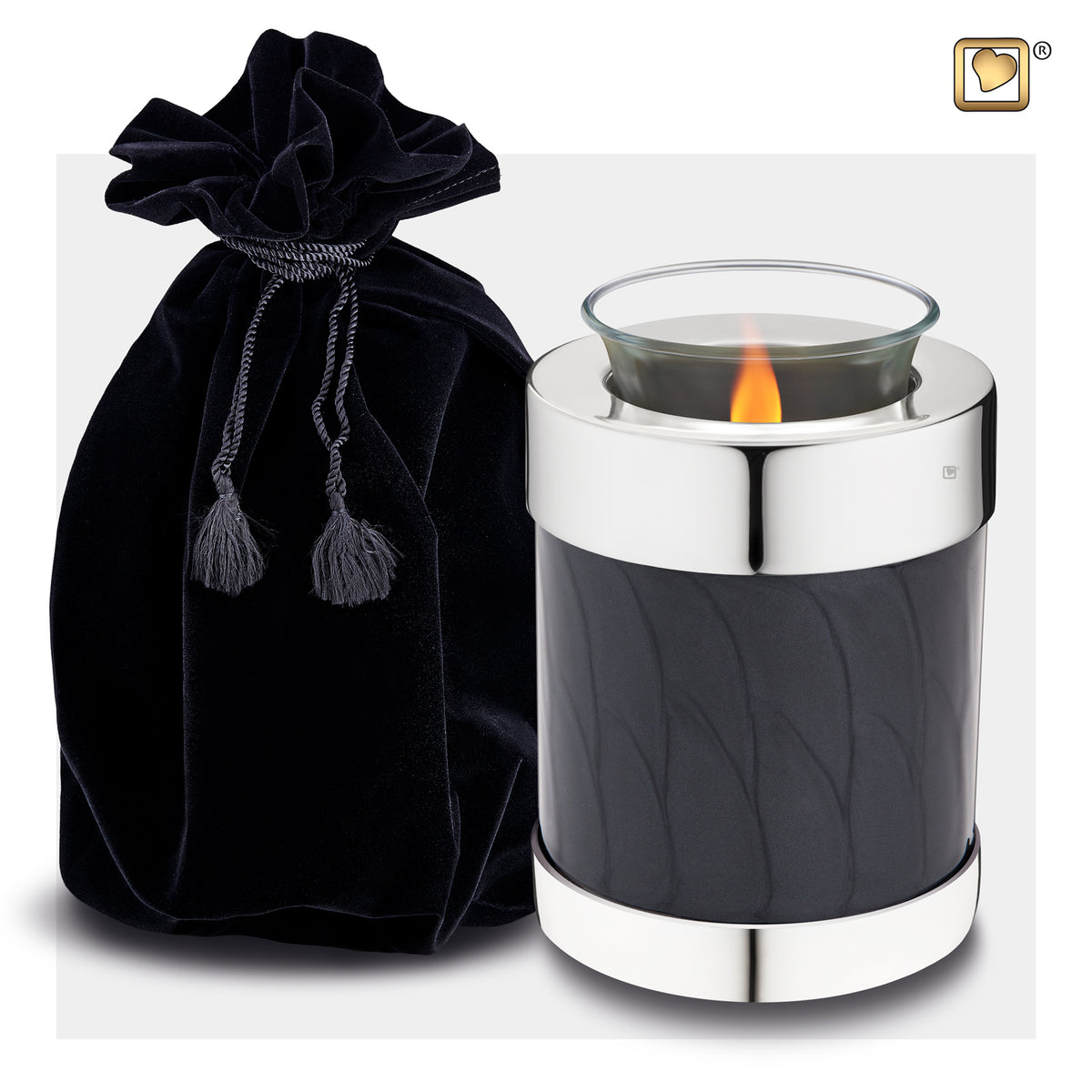 Tealight Portrait Midnight Pearl Silver Cremation Urn
