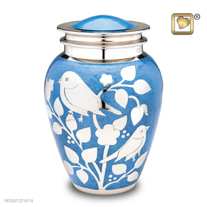 Adult Silver Blessing Birds Cremation Urn