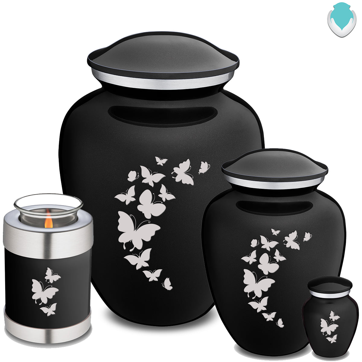 Adult Embrace Black Butterfly Cremation Urn