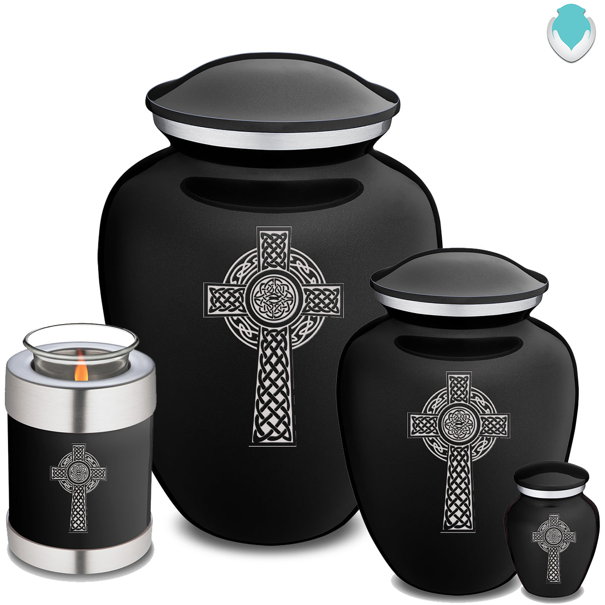 Adult Embrace Black Celtic Cross Cremation Urn