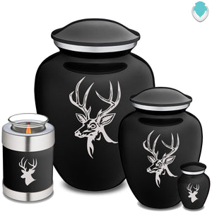 Medium Embrace Black Deer Cremation Urn