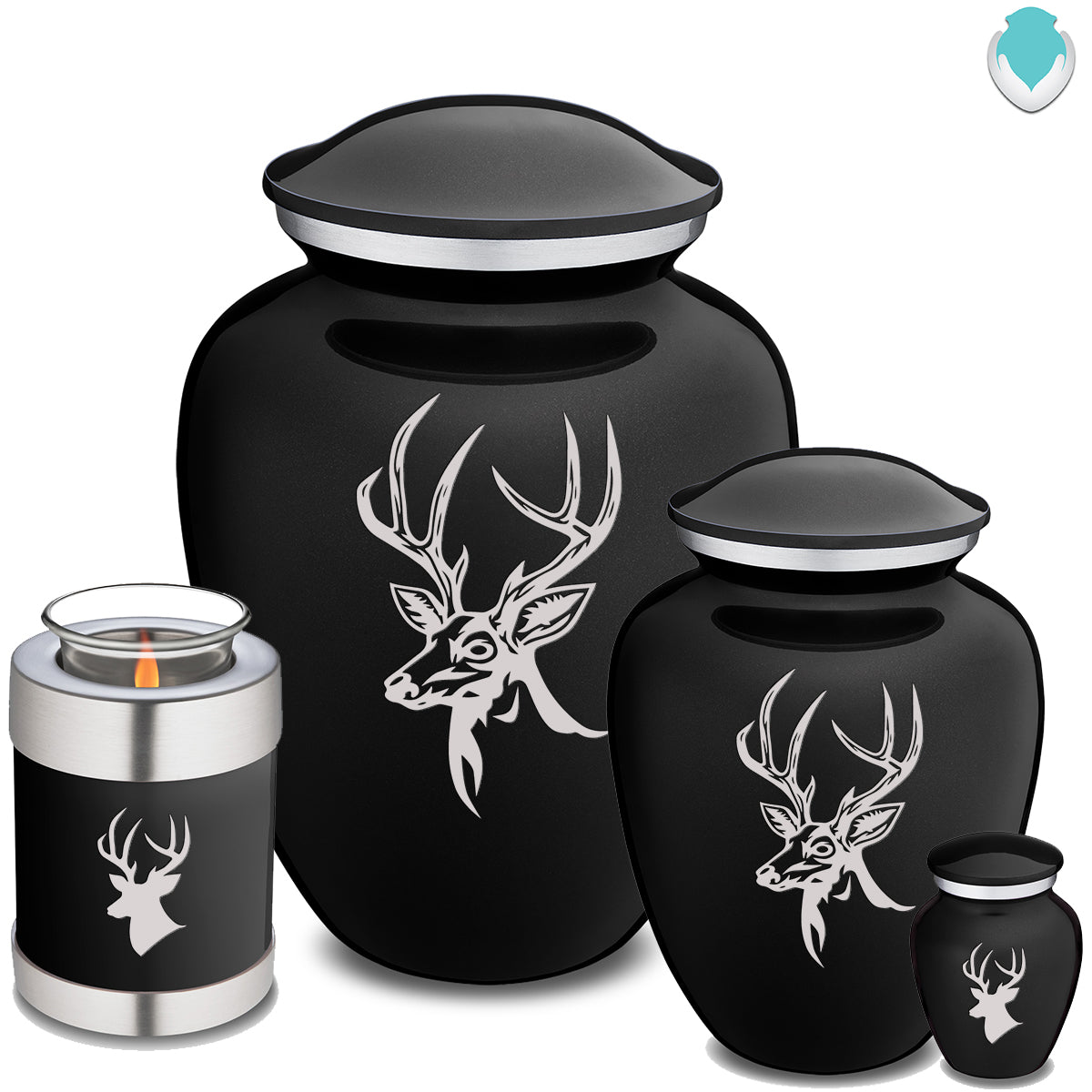 Adult Embrace Black Deer Cremation Urn
