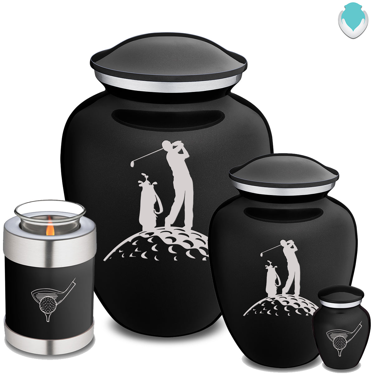 Keepsake Embrace Black Golfer Cremation Urn