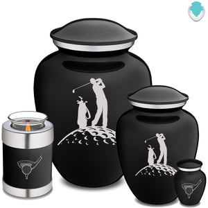 Medium Embrace Black Golfer Cremation Urn