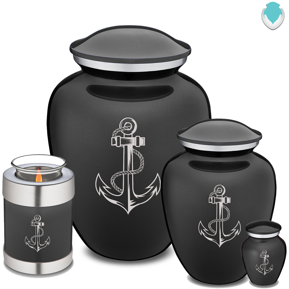 Medium Embrace Charcoal Anchor Cremation Urn