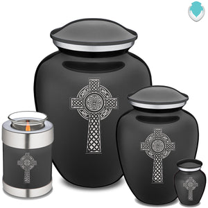 Medium Embrace Charcoal Celtic Cross Cremation Urn
