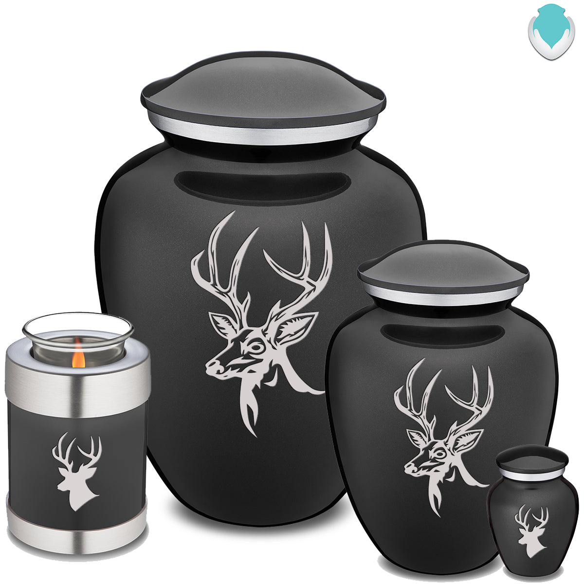 Medium Embrace Charcoal Deer Cremation Urn