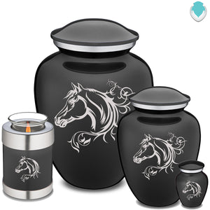 Medium Embrace Charcoal Horse Cremation Urn