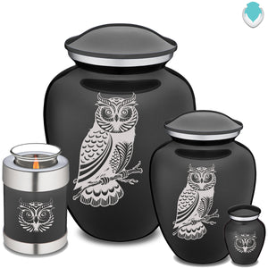 Medium Embrace Charcoal Owl Cremation Urn