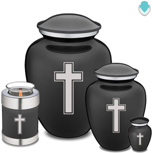 Keepsake Embrace Charcoal Simple Cross Cremation Urn