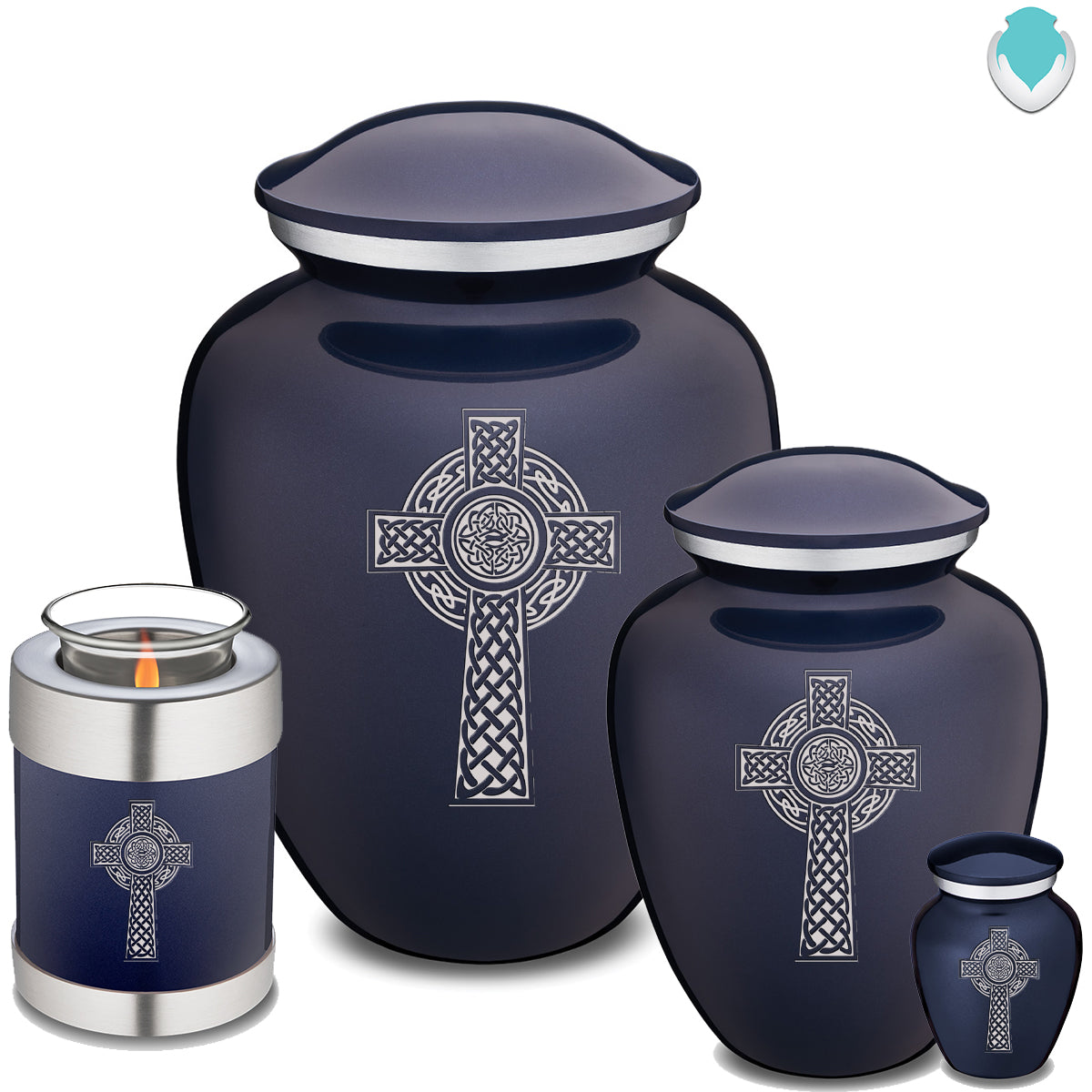 Adult Embrace Cobalt Blue Celtic Cross Cremation Urn