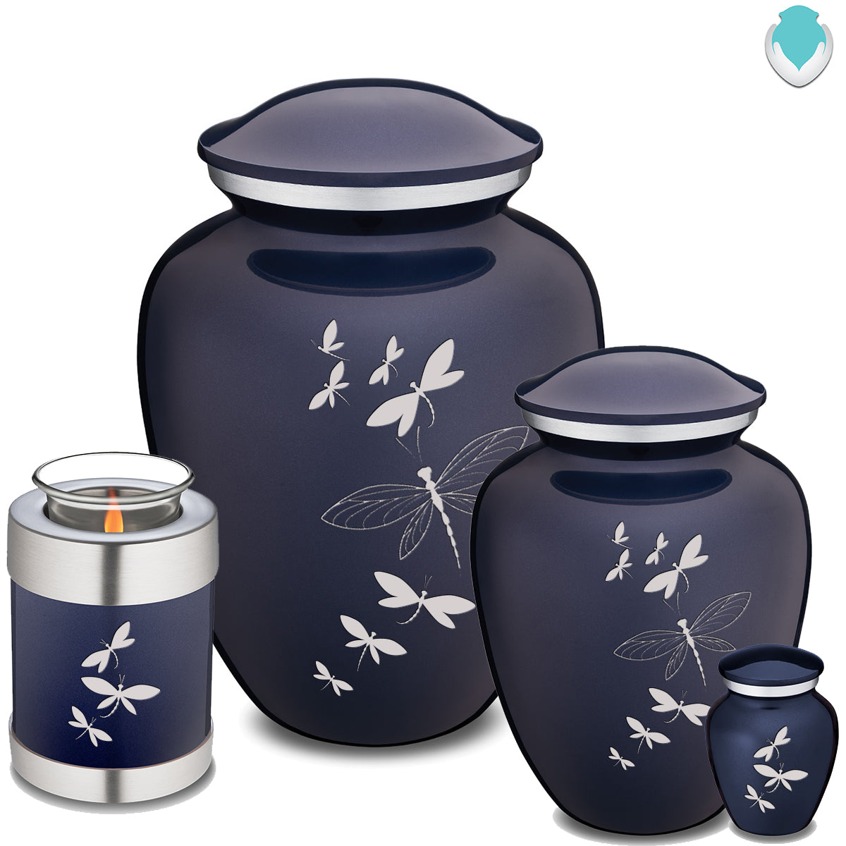 Keepsake Embrace Cobalt Blue Dragonflies Cremation Urn