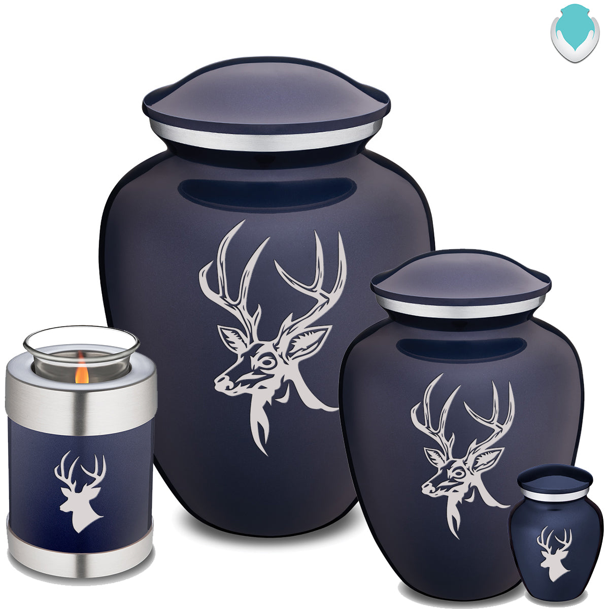 Keepsake Embrace Cobalt Blue Deer Cremation Urn
