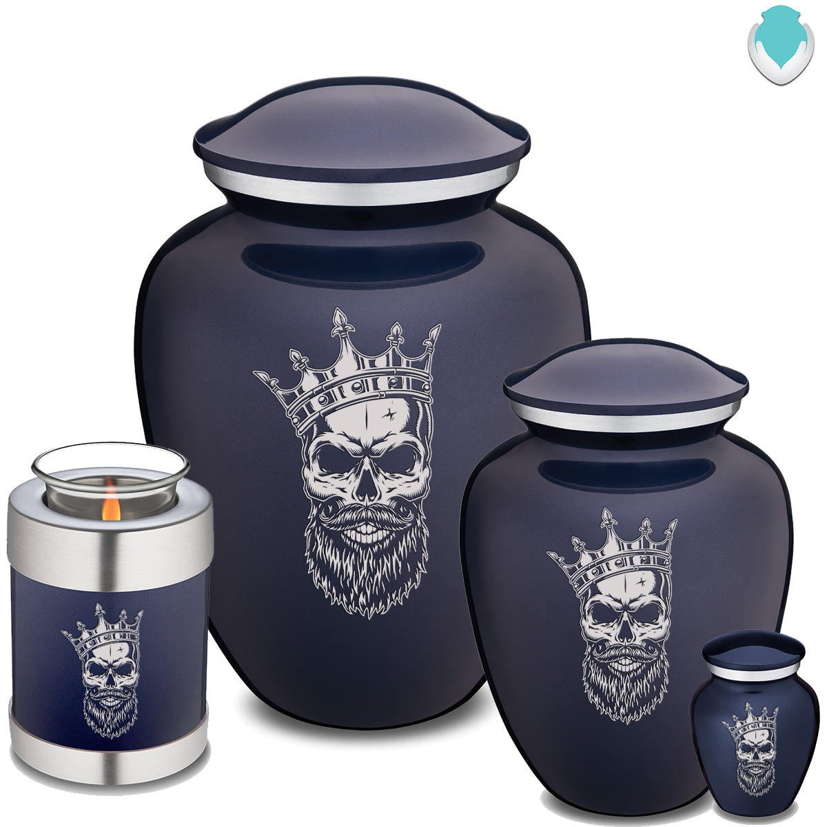 Keepsake Embrace Cobalt Blue Skull Cremation Urn
