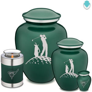 Medium Embrace Green Golfer Cremation Urn