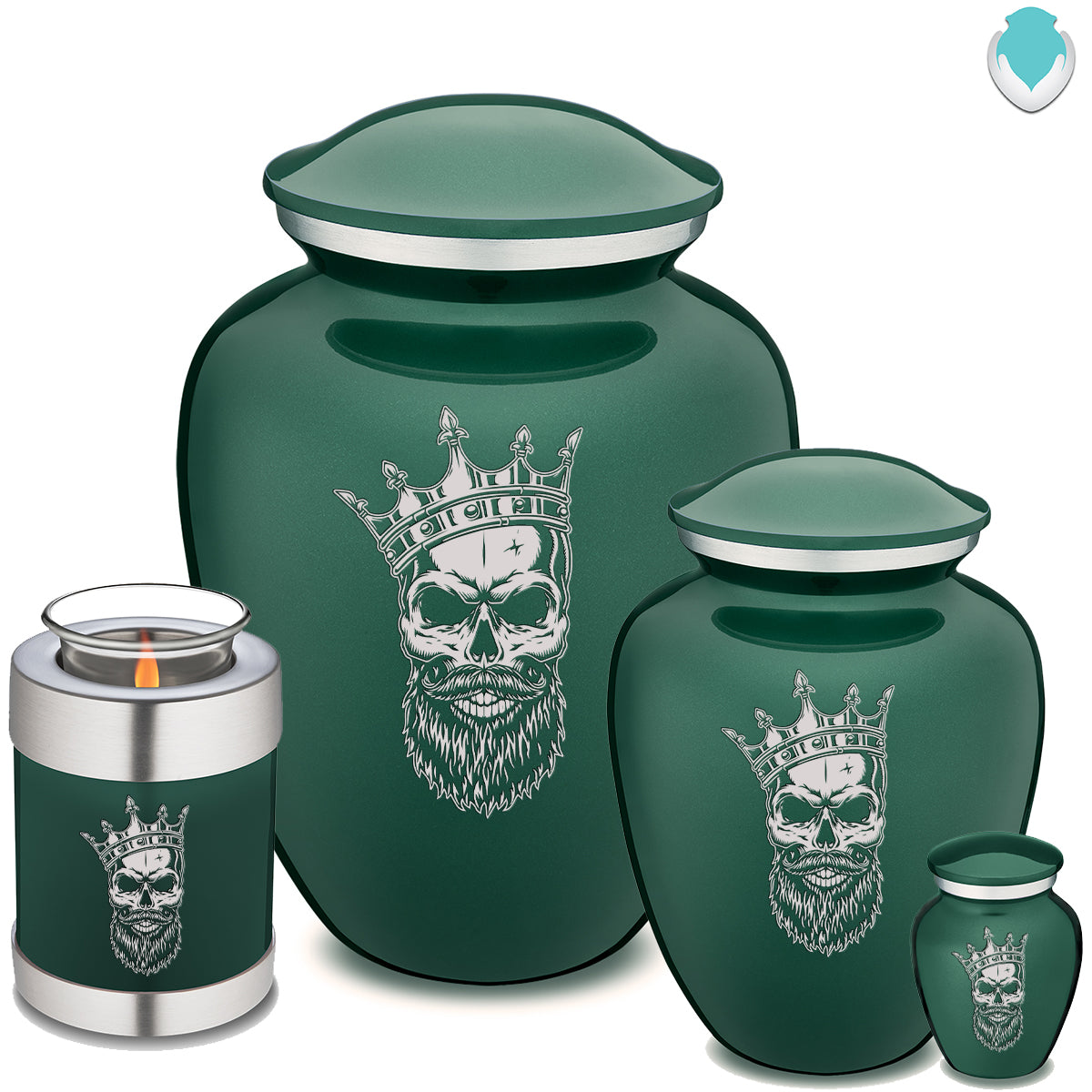 Keepsake Embrace Green Skull Cremation Urn