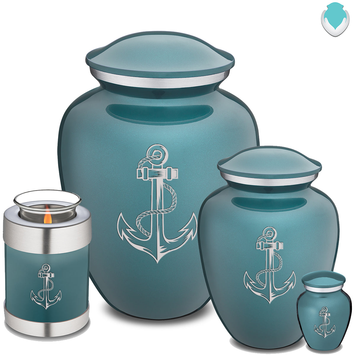 Adult Embrace Teal Anchor Cremation Urn